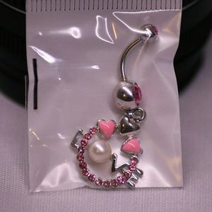 14ga belly button jewelry with "LOVE" dangle